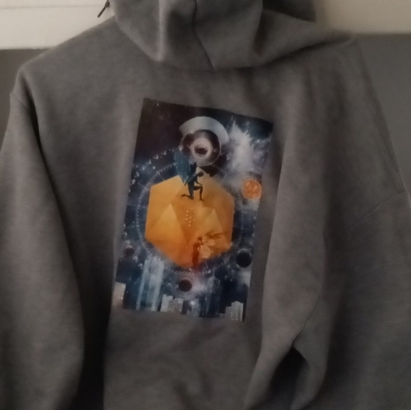 Large Grey custom hoodie - Picture 1 of 2